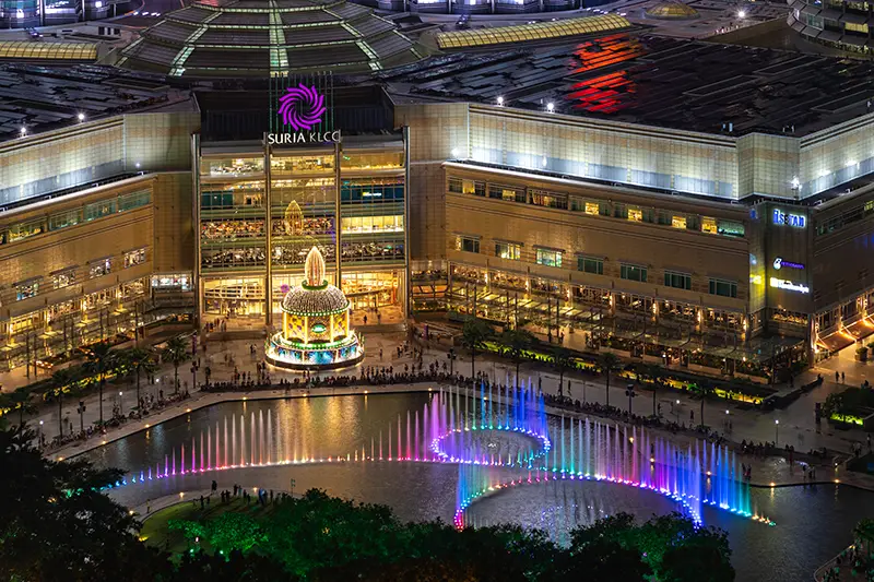 KLCC Park light and sound show at night - top places to visit in Kuala Lumpur for nightlife and evening activities